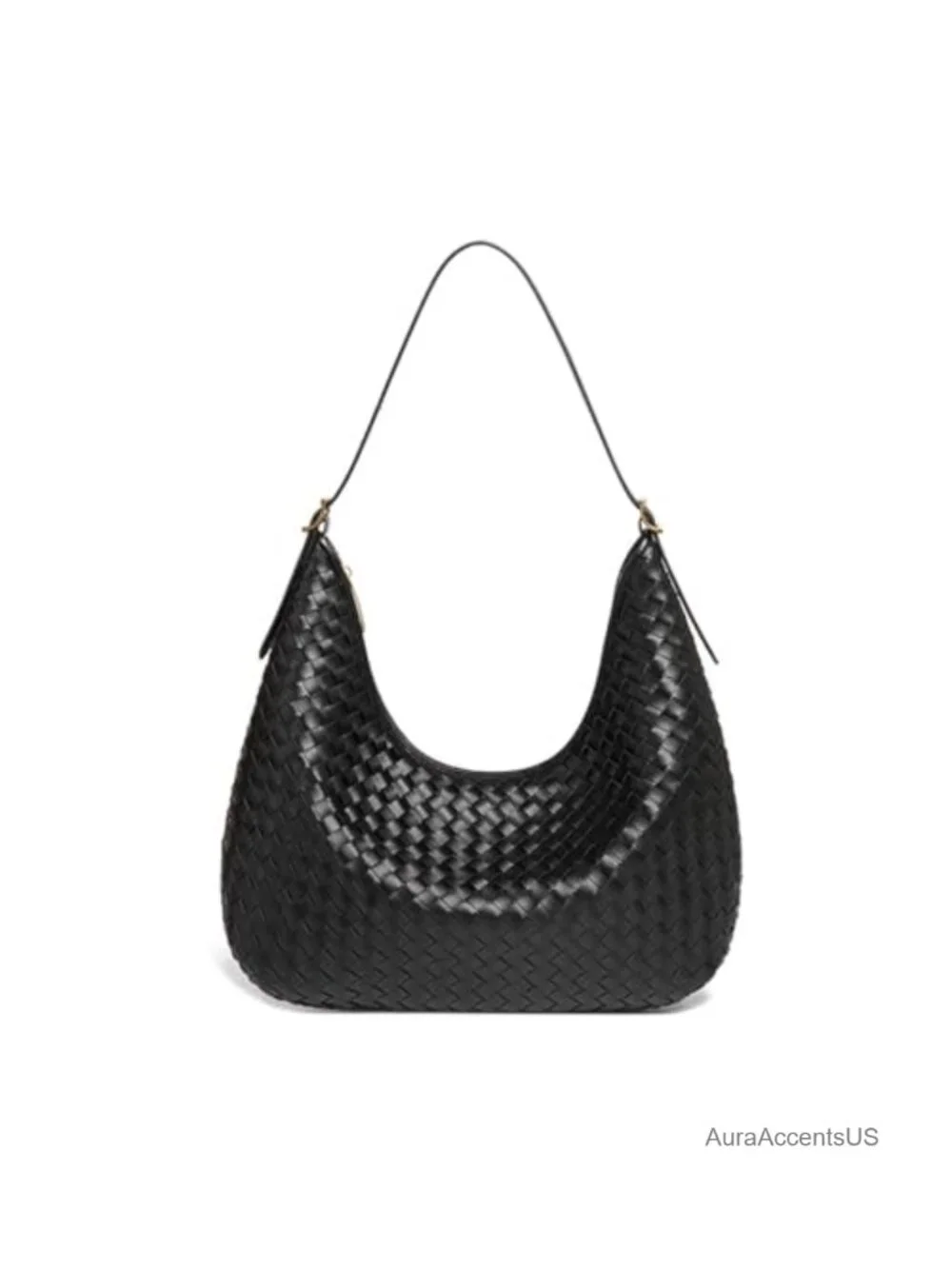 Woven Hobo Bag Large Vegan Leather Crescent Purse Work Travel Daily